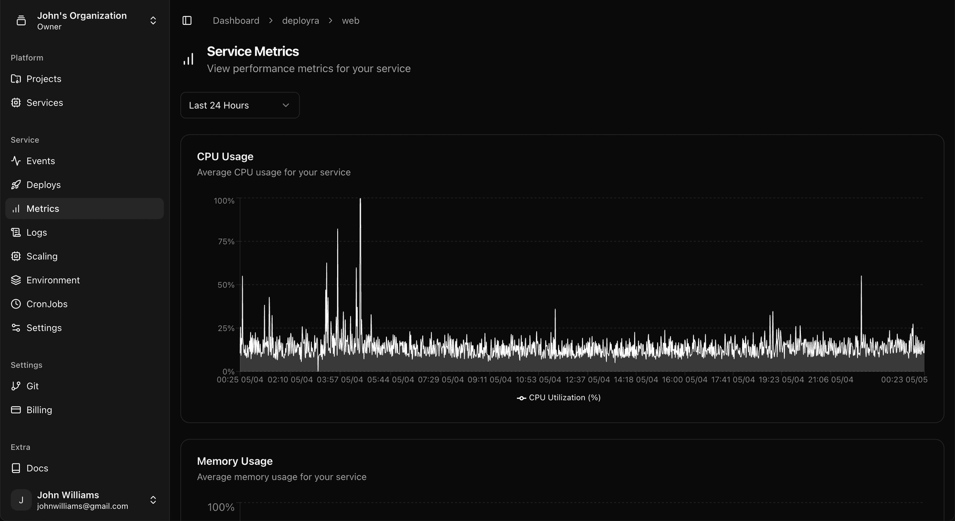 Creating a new service in Deployra