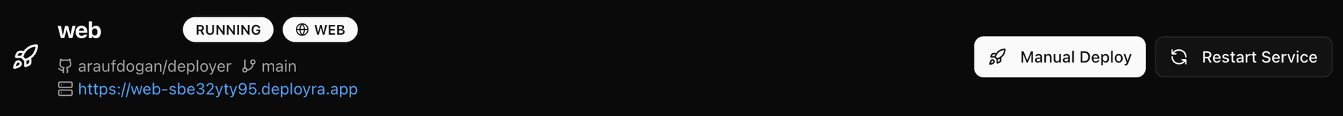 Restart service button